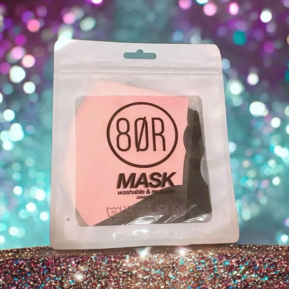 8 OTHER REASONS Face Mask Trio in Pink, Black, and Blue New In Package RV$21.95